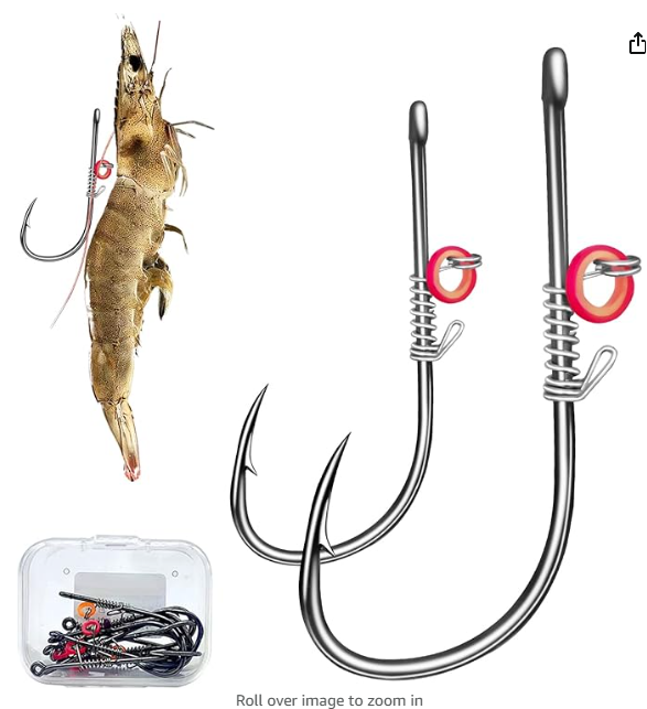 1 Live Fish Hook on Shrimp Back