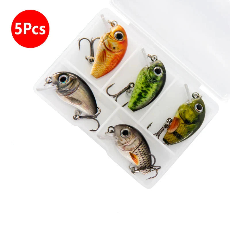 Conjunto de Iscas Artificiais Mini Crankbaits - 5 Peças