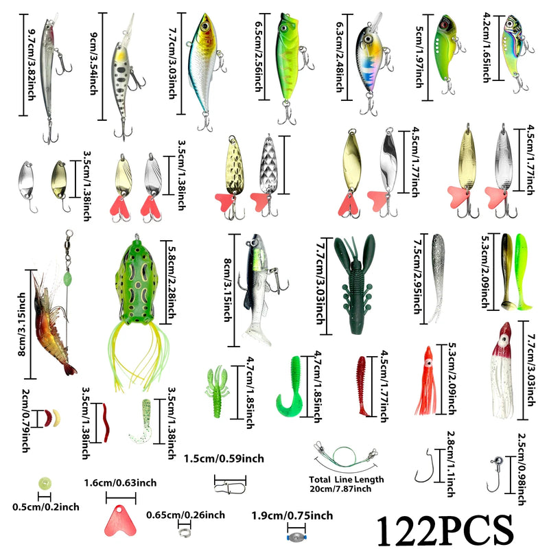 122-Piece Complete Fishing Lure Kit