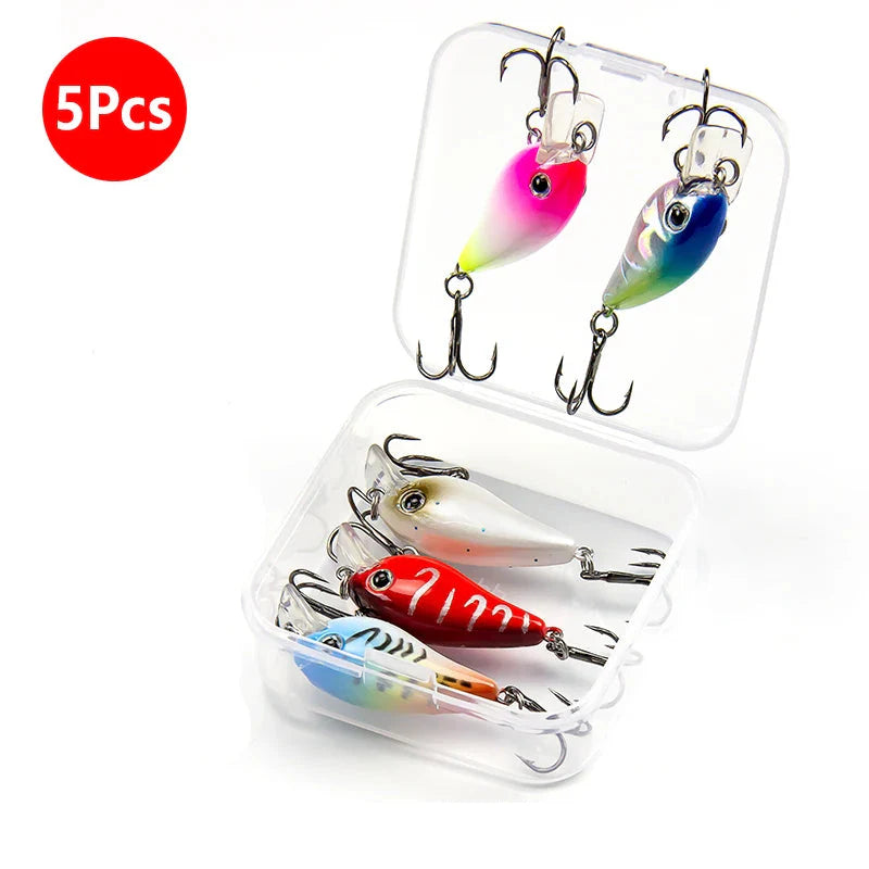 Conjunto de Iscas Artificiais Mini Crankbaits - 5 Peças