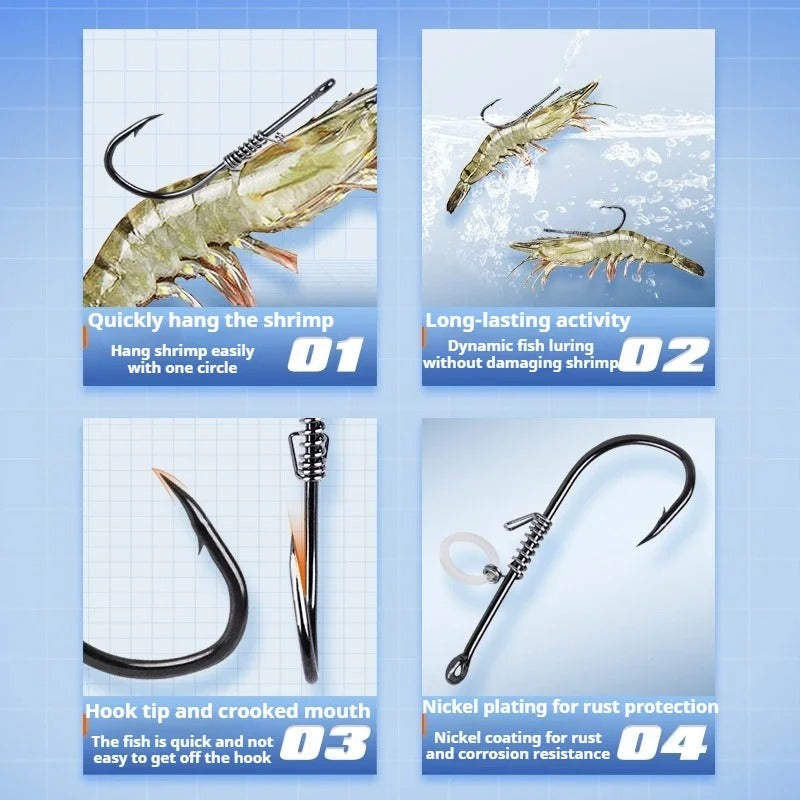1 Live Fish Hook on Shrimp Back